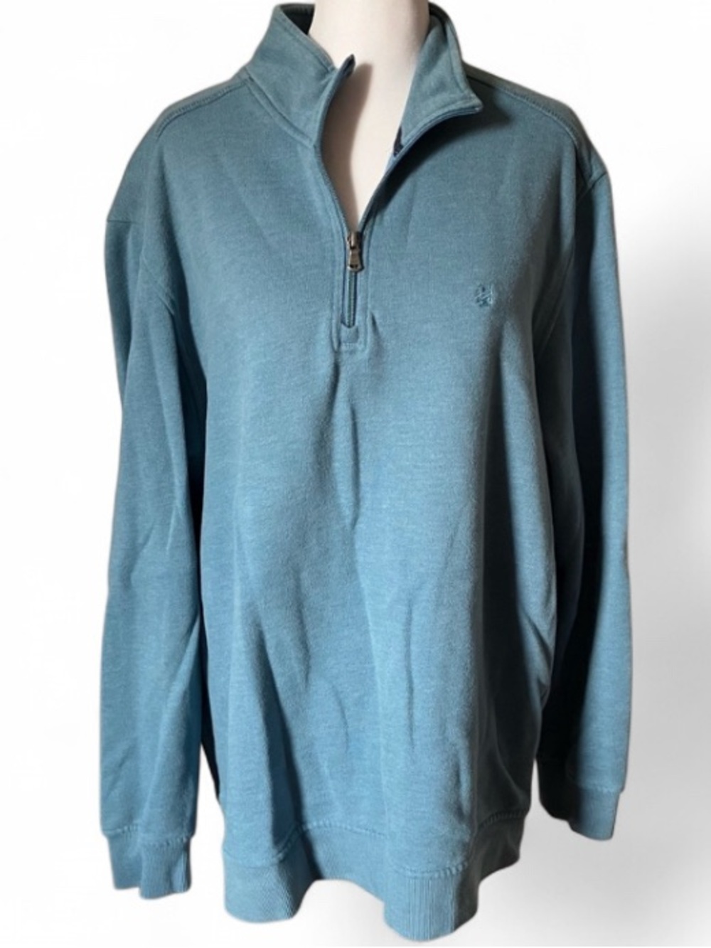 Izod Mens Saltwater Relaxed Classics Blue Quarter-zip Fleece Sweater size Large
